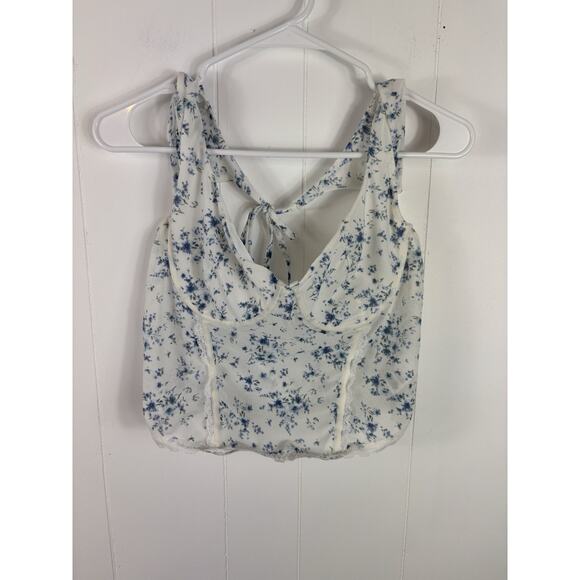 Garage White Lace Babydoll Crop top Western Coquett Bloomcore Peasant Fairy L - Picture 1 of 6